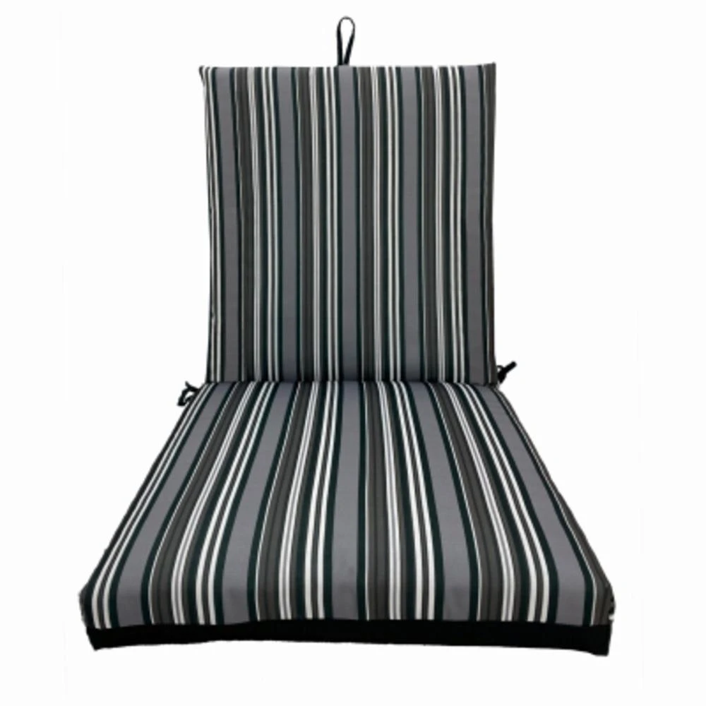 Patio Premiere Seating Cushion, Stripes Reverse to Solid Gray, 44 x 21 x 4 In.
