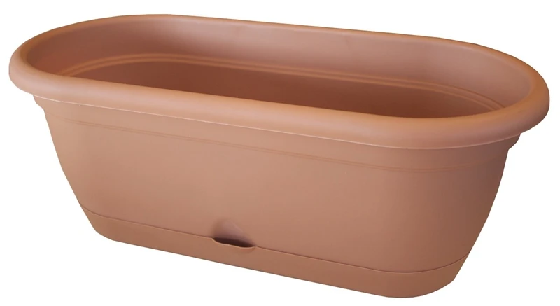 Lucca Self-watering Window Box, Terra Cotta, 18-inch With Attached Saucer