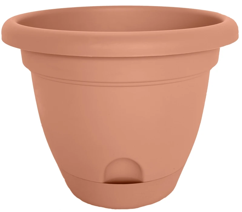 Lucca Self-watering Planter, Plastic, Terra Cotta, 10-inch, Model Lp1046