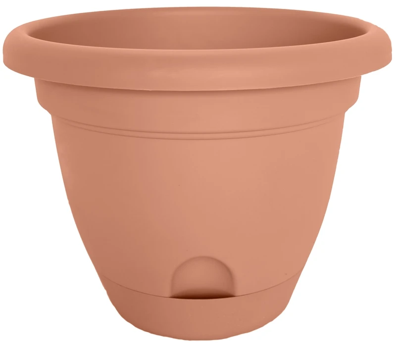 Lucca Self-watering Planter, Plastic, Terra Cotta, 12-inch, Model Lp1246