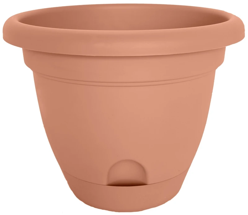 Lucca Self-Watering Plastic Planter in Terra Cotta Color, 6 Inch Diameter