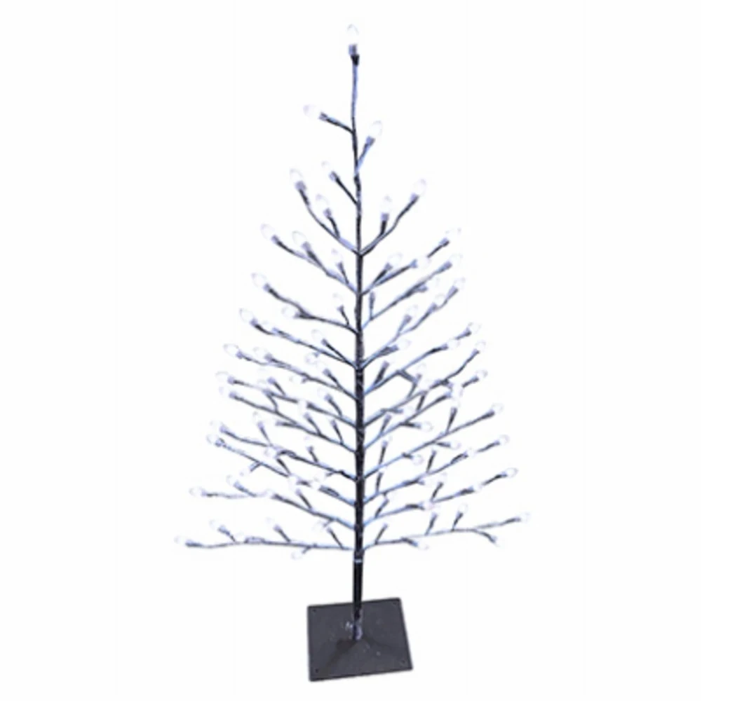 42-Inch LED Flat Stick Snow Covered Tree with Pure White Caps Lighting Decoration