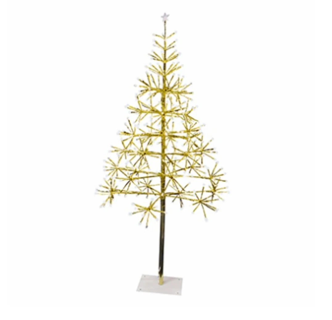 42-inch Led Light Burst Silver Tree With Pure White Twinkle Lights And Foldable Base