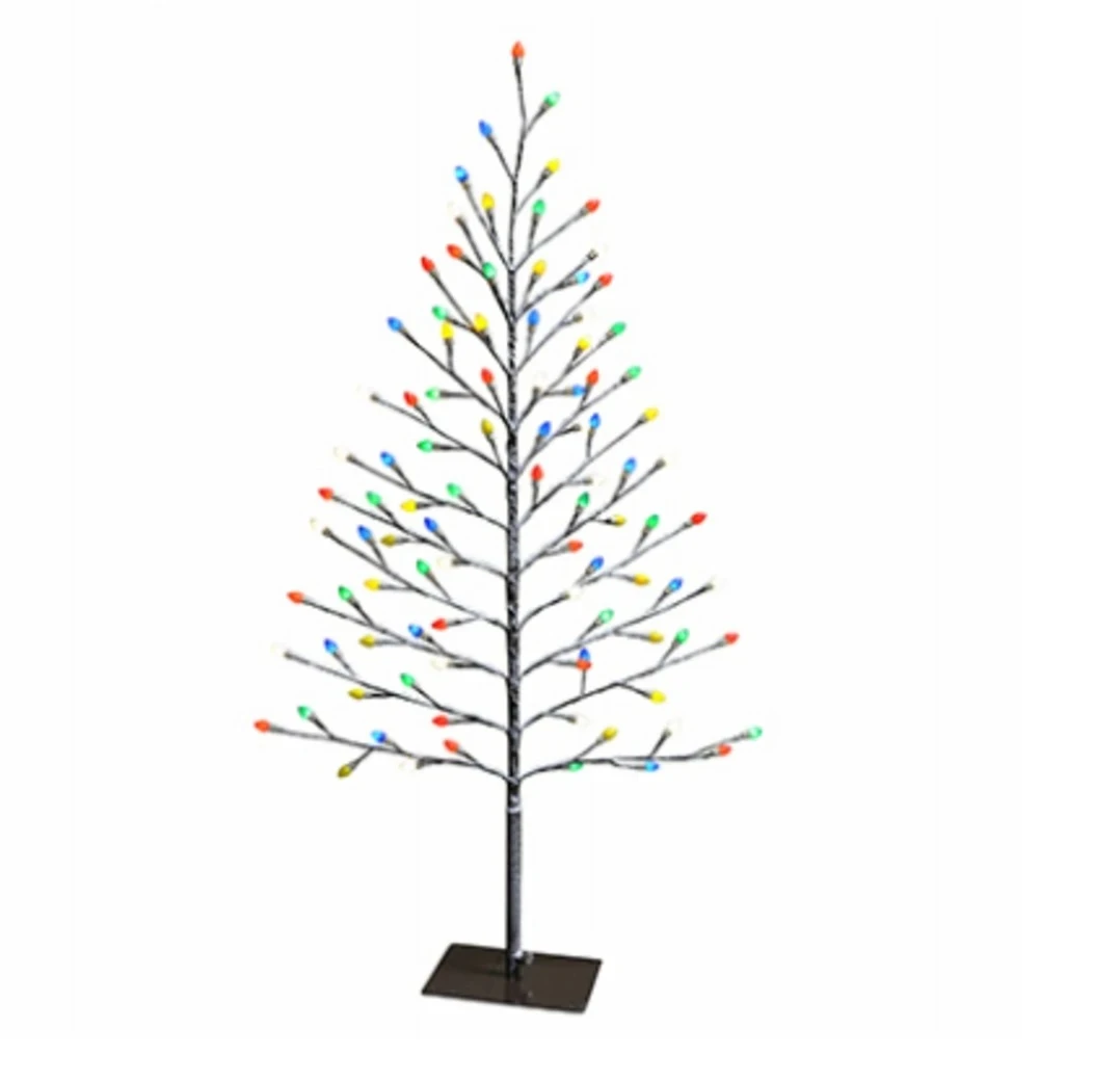42-Inch Flat Stick Snow Covered Tree with Multi-Cap LED Lights