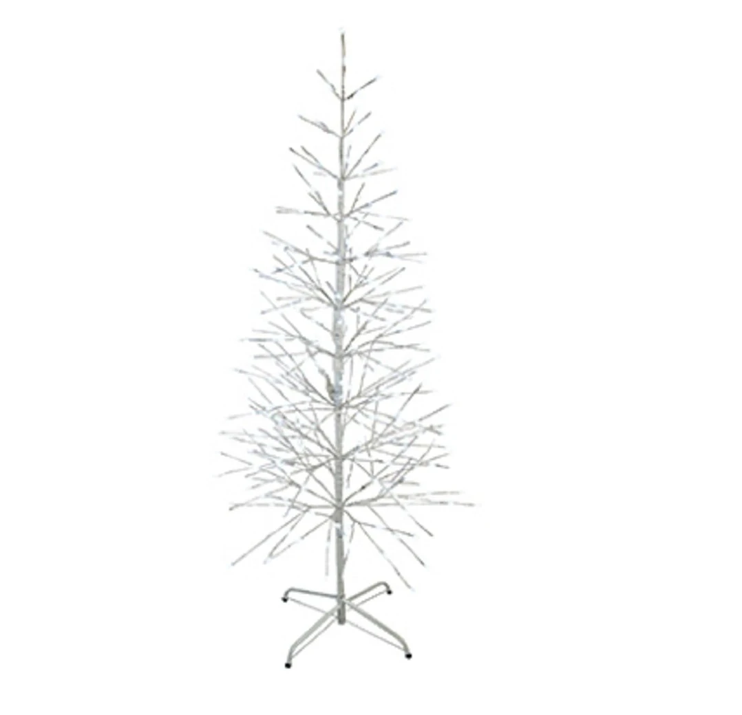 42-inch Led Lighted Birch Tree With 224 Pure White Lights And Foldable Stand