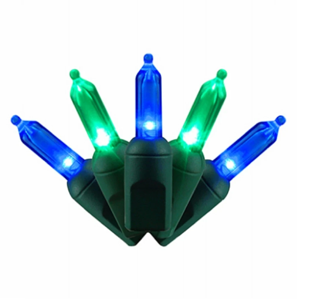 Christmas Light Set 100 LED T5 Commercial Grade Wintergreen Blue Green 34 Feet