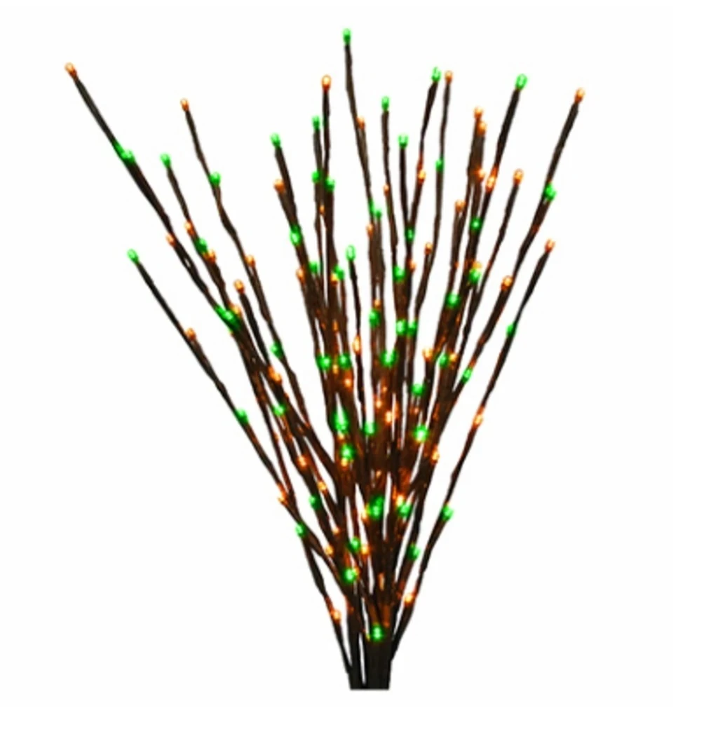 Led Lighted Branches With 140 Black And Orange Lights, 36 Inches Tall