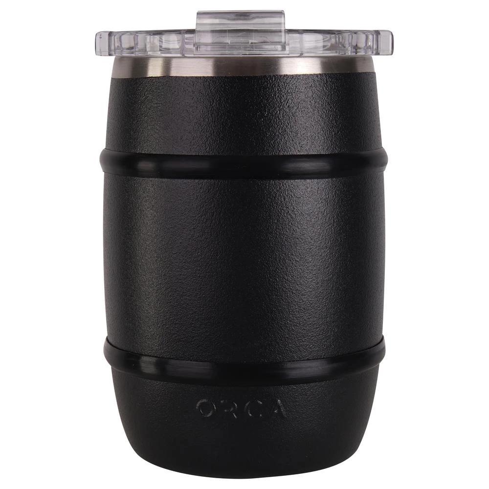 Whiskey Barrel Insulated Drink Cup Black 12 Ounce Double Wall Stainless Steel Tumbler