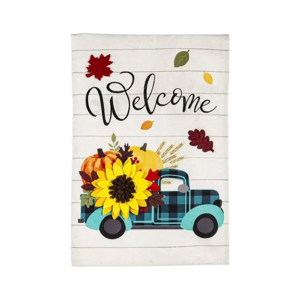 FALL PLAID TRUCK GARDEN FLAG