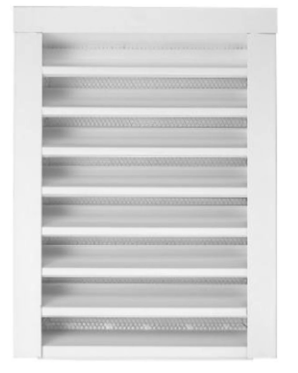 14 by 24 Inch Galvanized Steel Gable Louver Vent with Front Flange in White Finish
