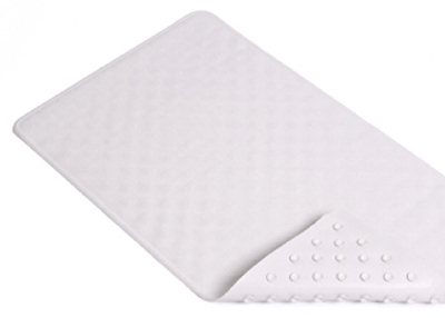 28 In. L X 16 In. W White Rubber Bath Mat - Latex Free, Anti-slip