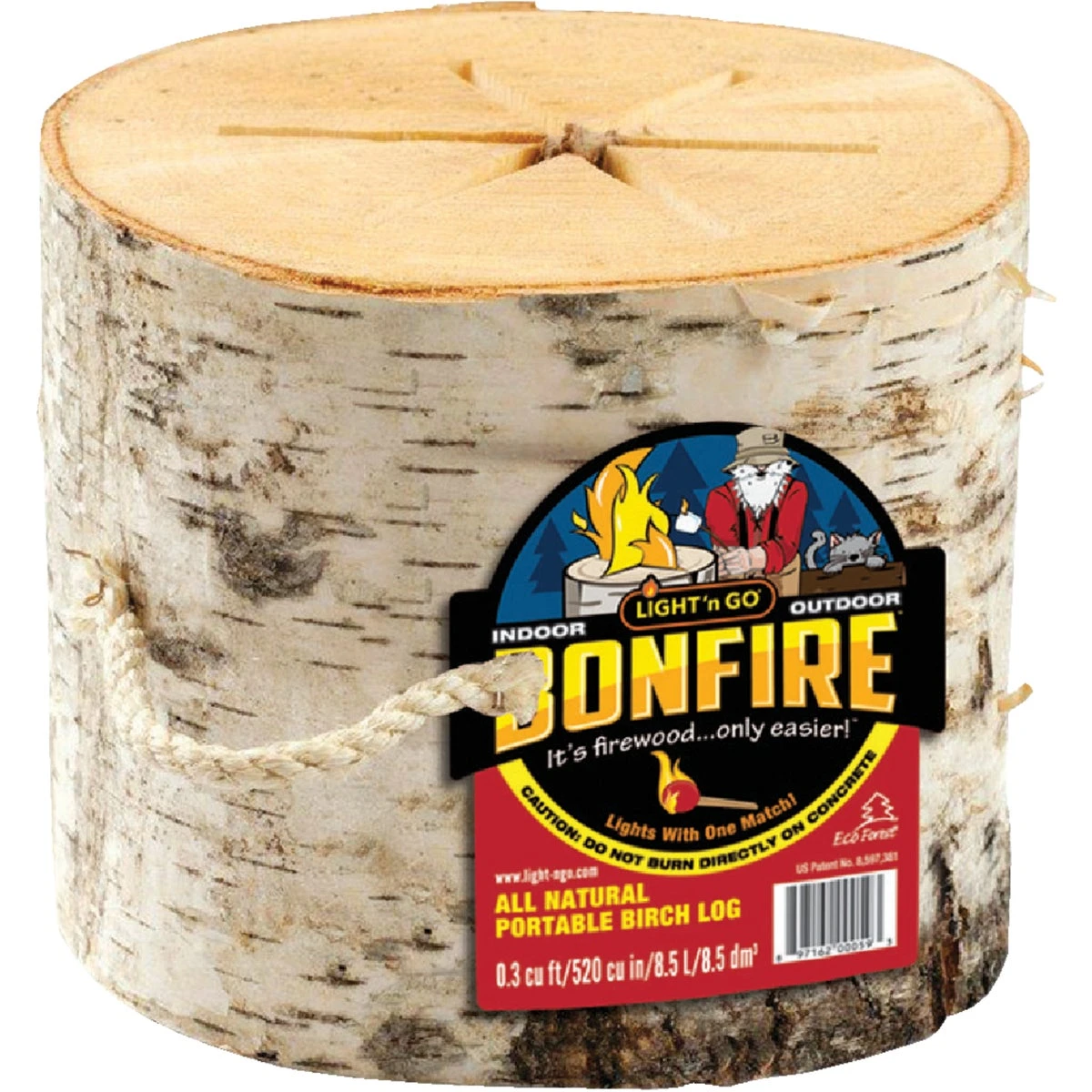 Bonfire Log - 1-1/2 Hour Burn Time, 15 Lb, Kiln-dried White Birch