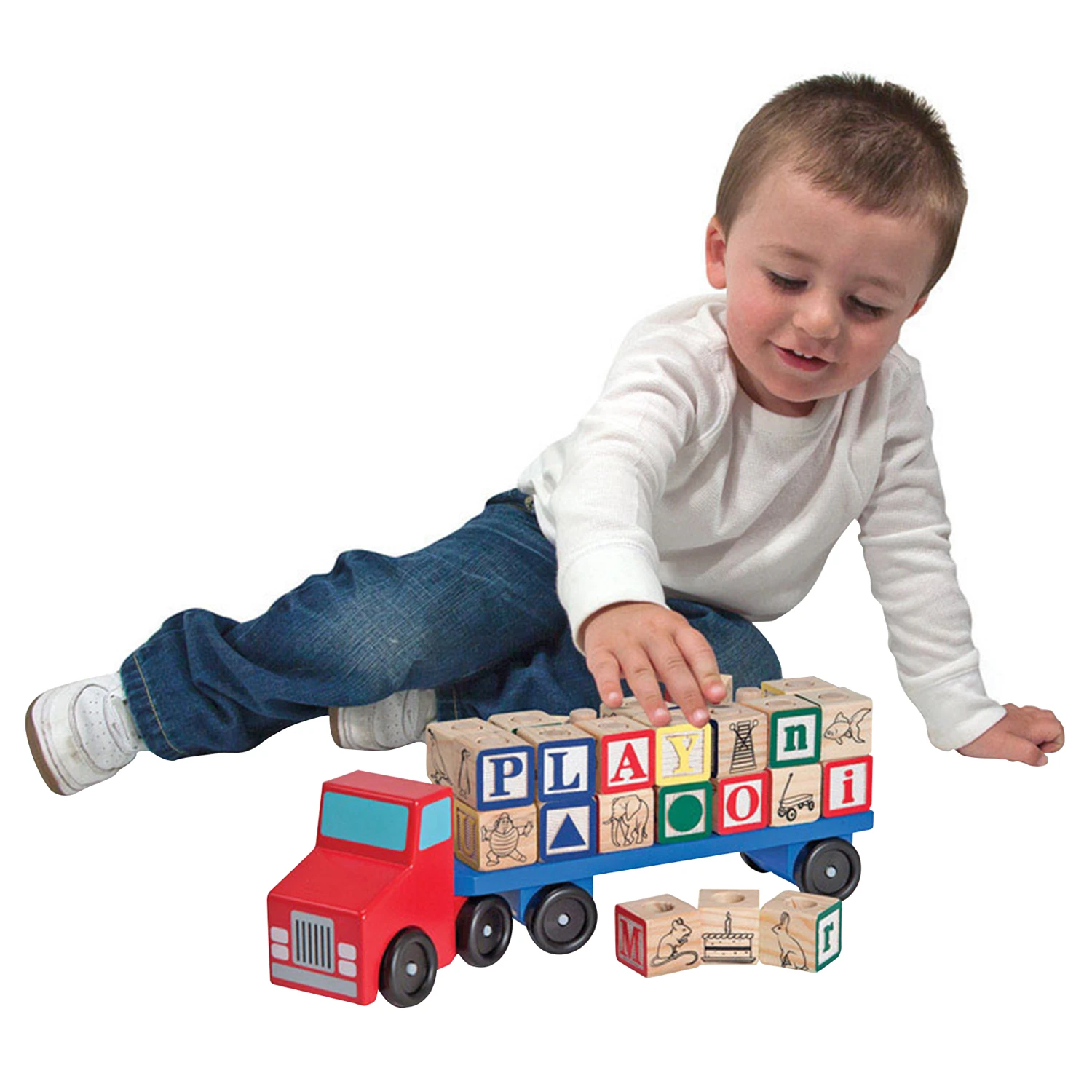 Alphabet Blocks Wooden Truck Multi-colored 30 Piece Set