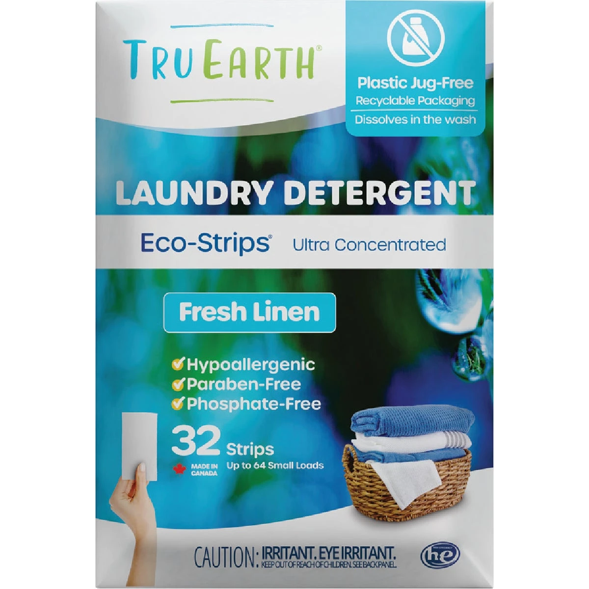 Laundry Detergent Eco-Strips with Fresh Linen Scent, 32 Count Strips