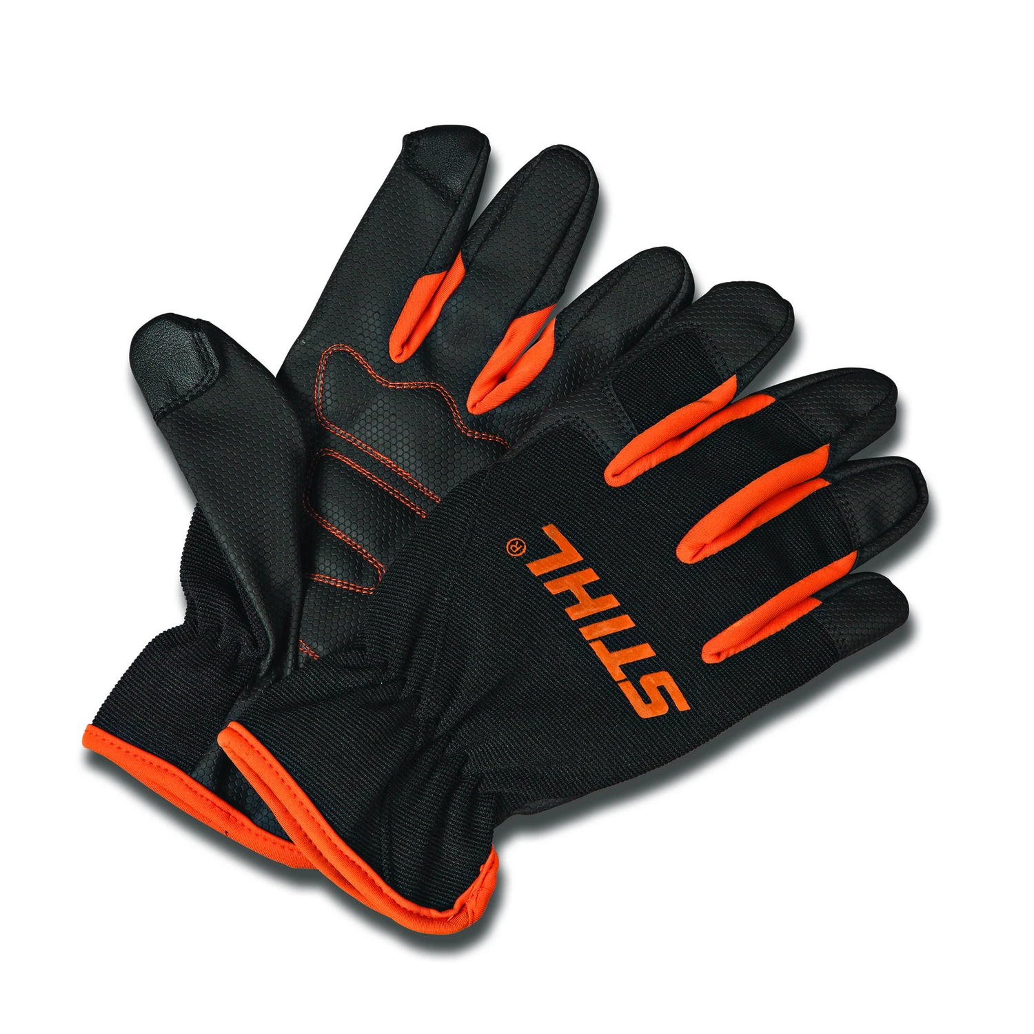 Large General Purpose Black/orange Gloves With Touch-screen Capability