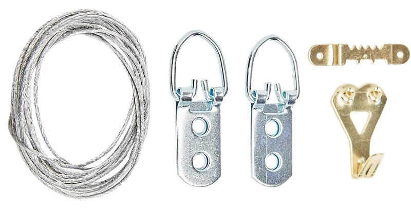 Picture Hanging Kit, 50 Lb Load, 13 Pieces, Steel And Brass