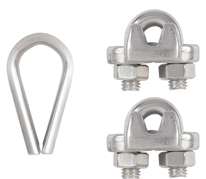 Stainless Steel Cable Clamp Kit, 1/4 Inch Size, Durable and Corrosion Resistant