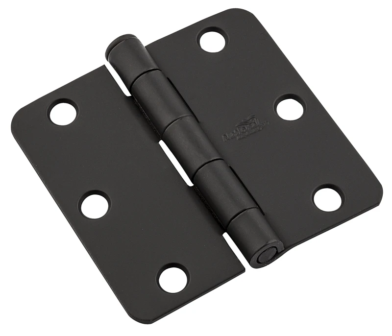 3 In. Black Door Hinge With 1/4 In. Round Corners And Removable Pin