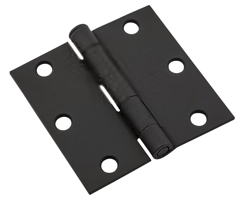 Heavy Gauge Steel Hinge, Black Finish, Square Corner, 3 Inch