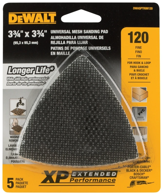 Oscillating Mesh Sanding Pads, Triangular, 120 Grit, 5-Pk.