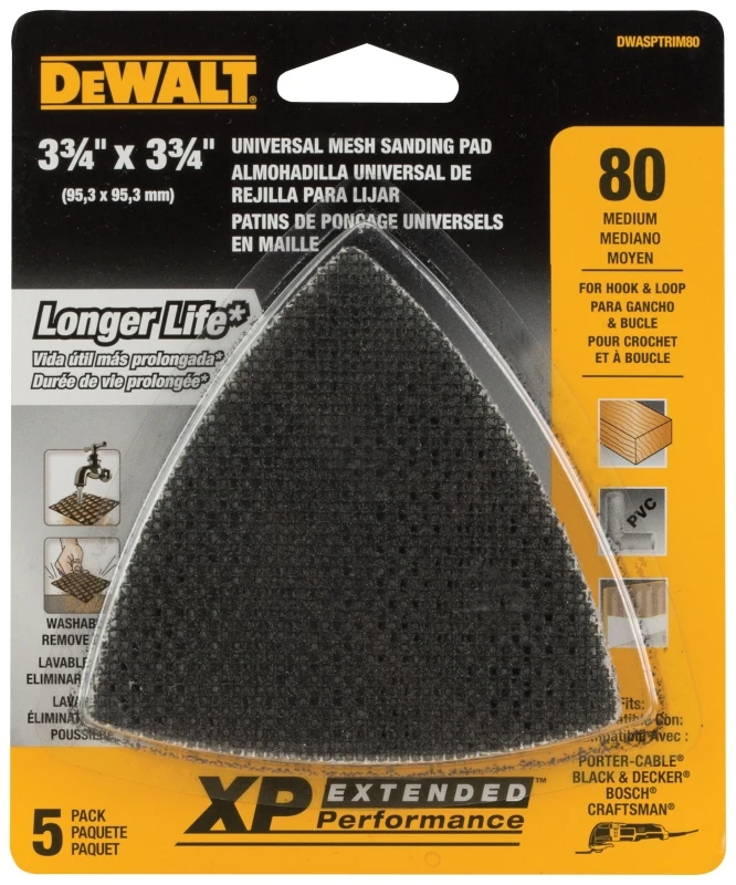 Oscillating Mesh Sanding Pads, Triangular, 80 Grit, 5-Pk.