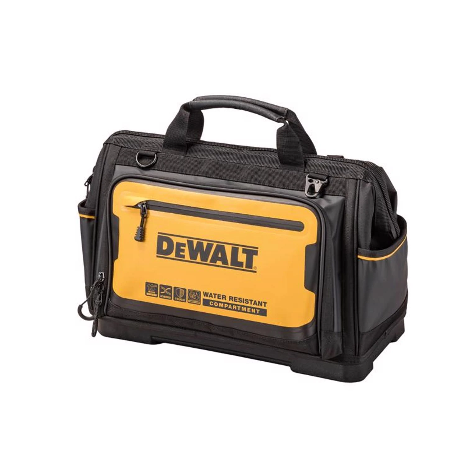 16 Inch Polyester/tarpaulin Open Mouth Tool Bag With 19 Pockets Black/yellow