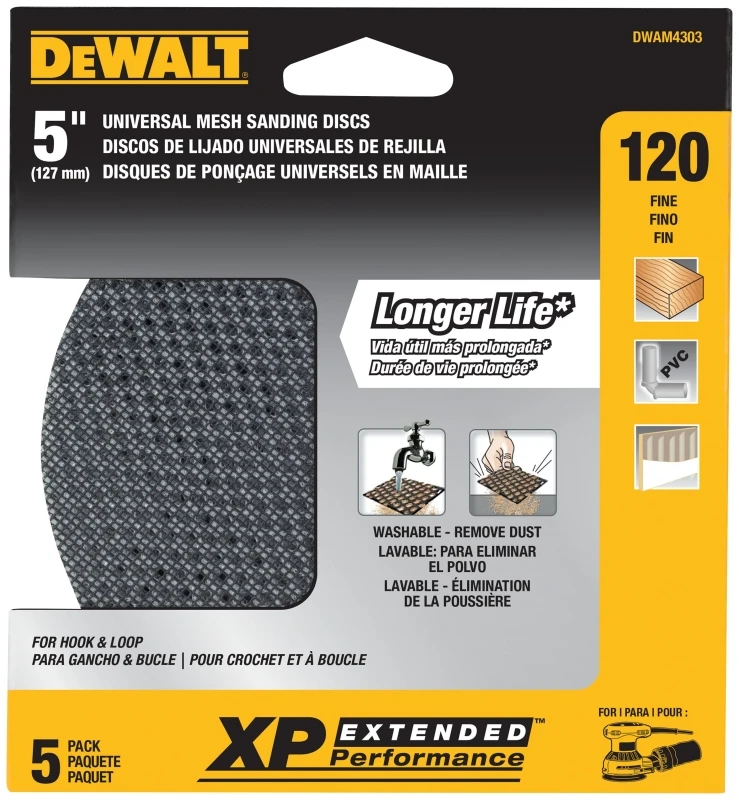 Random Orbit Mesh Sanding Discs, 120 Grit, 5 In., 5-Pk.