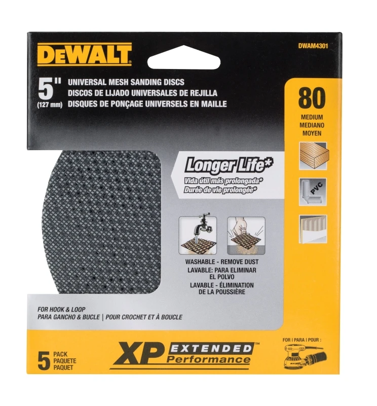 Random Orbit Mesh Sanding Discs, 80 Grit, 5 In., 5-Pk.