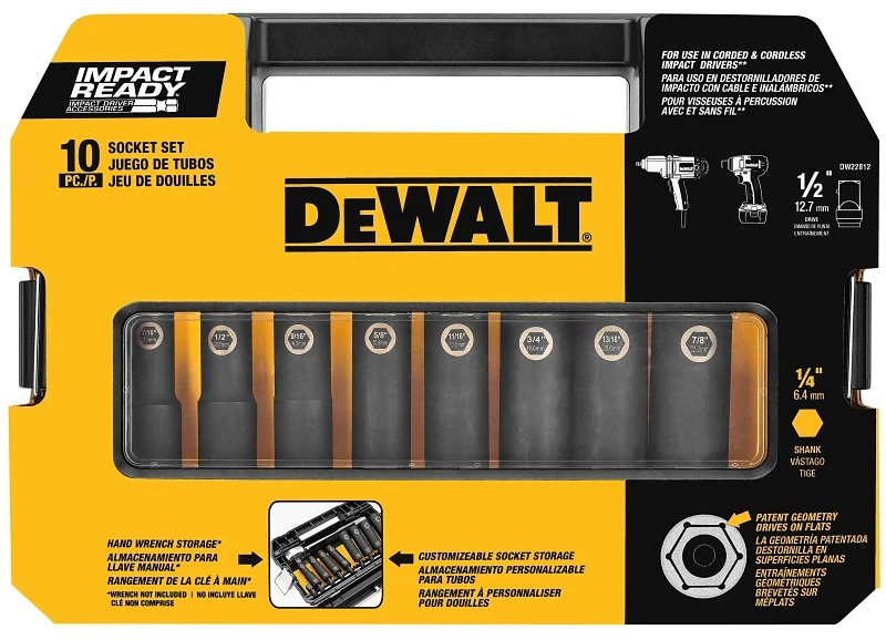 10-Piece Impact Ready Socket Set with 1/2 Inch Drive