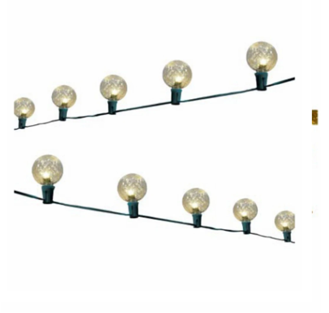 Faceted Oversized LED C Bulb Light String, Cool White, Green Wire, 20 Count