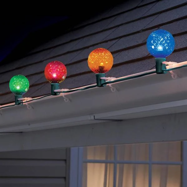 Faceted Oversized LED C-Bulb Light String, Multi-Color, Green Wire, 20-Ct.