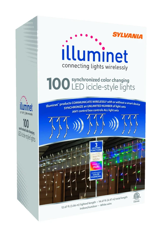 Illuminet Glass-Look Color-Changing LED Icicle Light Set with 100 Lights