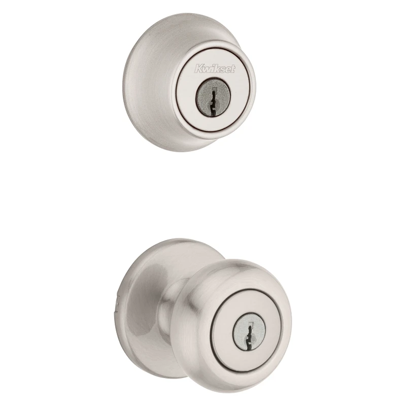 Cove Entry Door Combo 4-Pack, 2 Entry Knobs, 2 Single-Cylinder Deadbolts, Satin Nickel