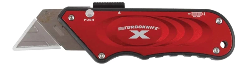 Turboknife X Retractable Straight Utility Knife, Red - Model 33-132