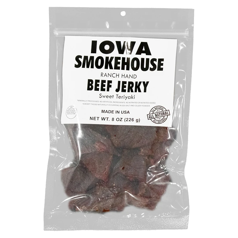Ranch Hand Sweet Teriyaki Beef Jerky 8 Oz Packet - Delicious Snack