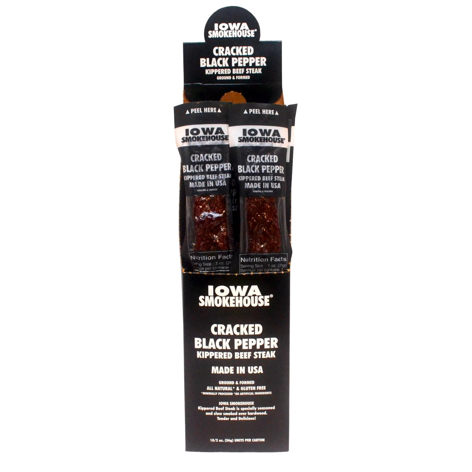 Kippered Beef Steak Jerky with Cracked Black Pepper, 2 Ounce Package