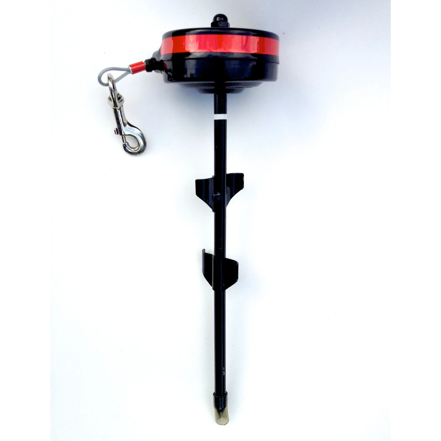 Retractable Red Metal Tie Out Stake Large 15' For Dogs 80-120 Lbs