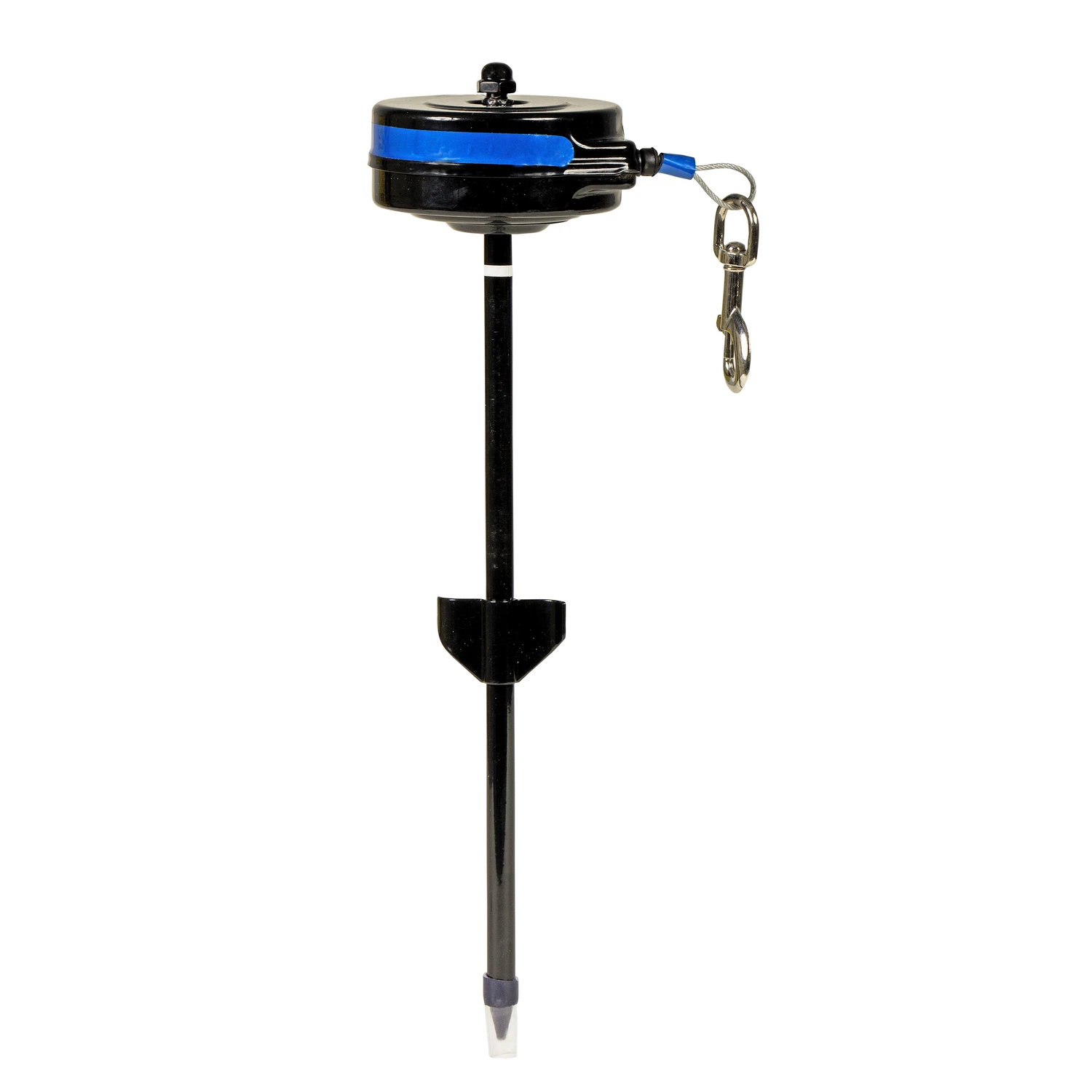 Retractable Blue Metal Tie Out Stake For Medium Dogs 25-80 Lbs
