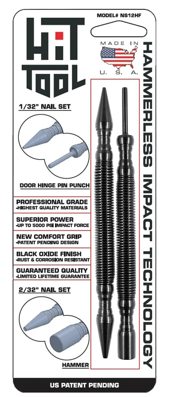 Ns12hf Hammerless Spring Loaded Nail Set & Door Pin Remover, 7 In.