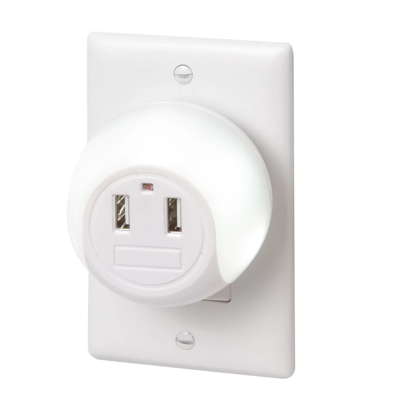 Led Night Light With 2 Usb Ports, 2.1 Amps, 3000k