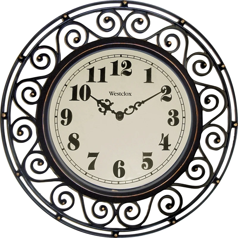 12 Inch Round Wrought Iron Design Wall Clock With Analog Display