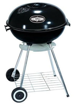 Charcoal Kettle Grill, Black Porcelain-Coated Bowl, 17 In.