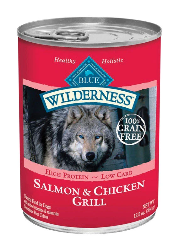 Dog Food Salmon and Chicken Grill Flavor 12.5 Ounce Can