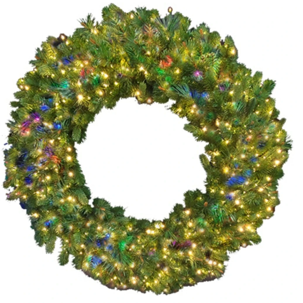 Artificial Pre-Lit Bristol Pine Wreath with 700 Twinkling Multi-Color LED Lights, 48 Inches Diameter