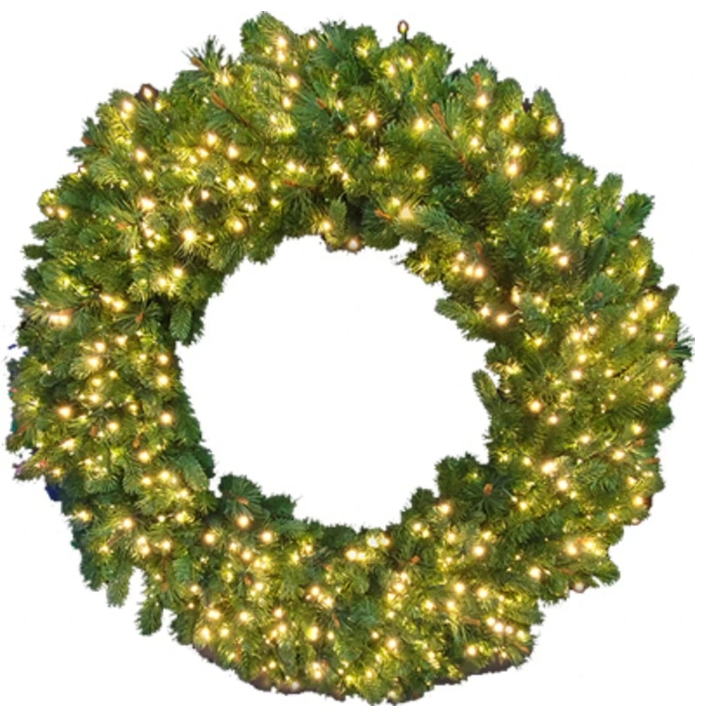 Artificial Pre-Lit Bristol Pine Wreath with 700 Twinkling Warm White LED Lights, 48 Inch Diameter