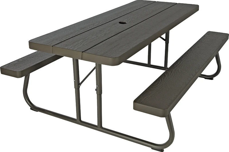 6 Ft. Brown Folding Picnic Table With Benches, Model 60110