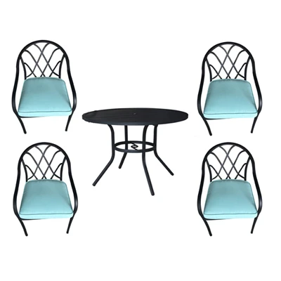 Clearwater 5-piece Patio Dining Set With 4 Stacking Chairs And Slat Top Table