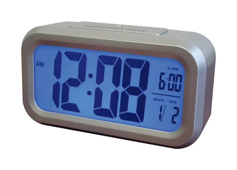 5.3 In. Silver Digital Alarm Clock With Lcd Display