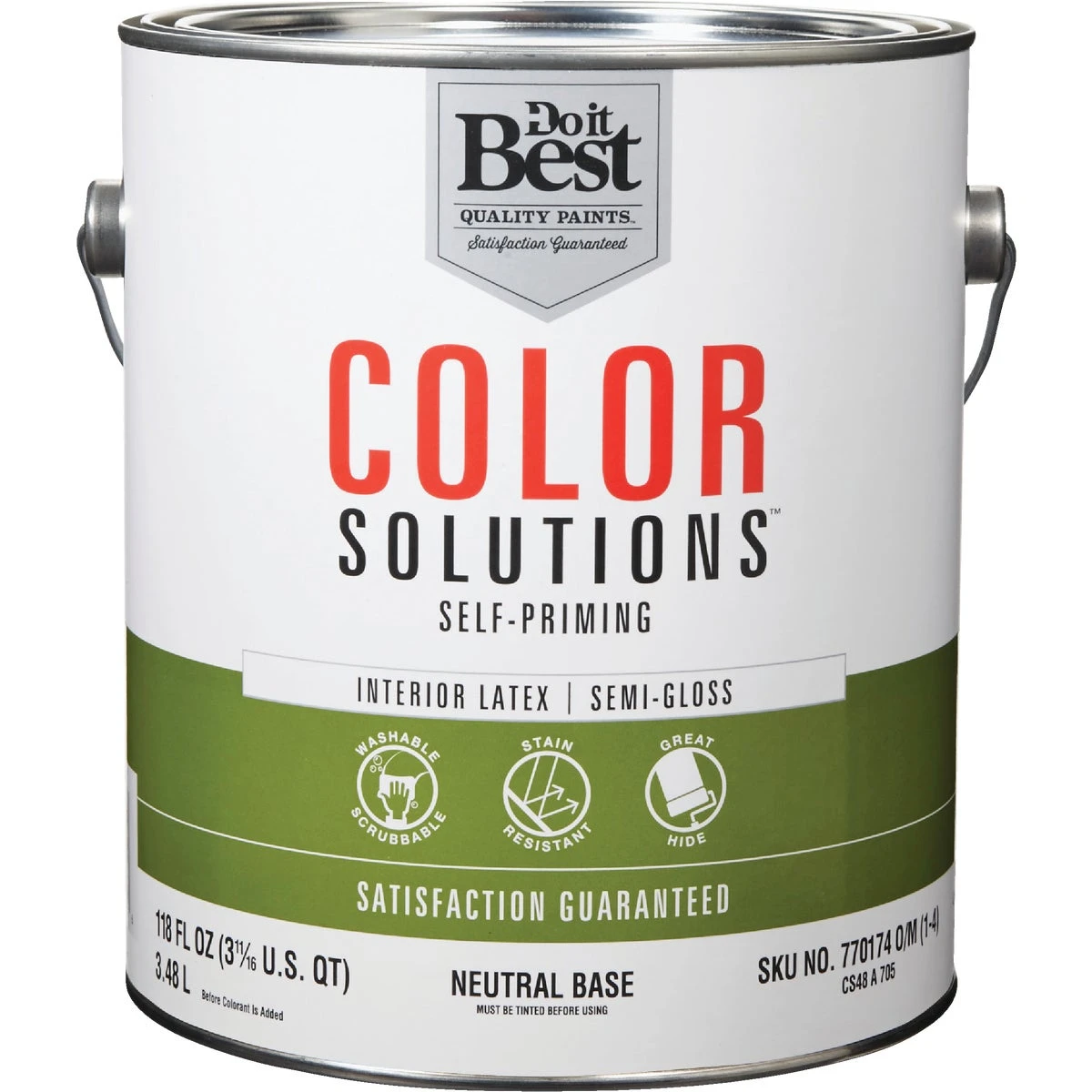 Self-priming Semi-gloss Interior Wall Paint, Neutral Base, 1 Gallon