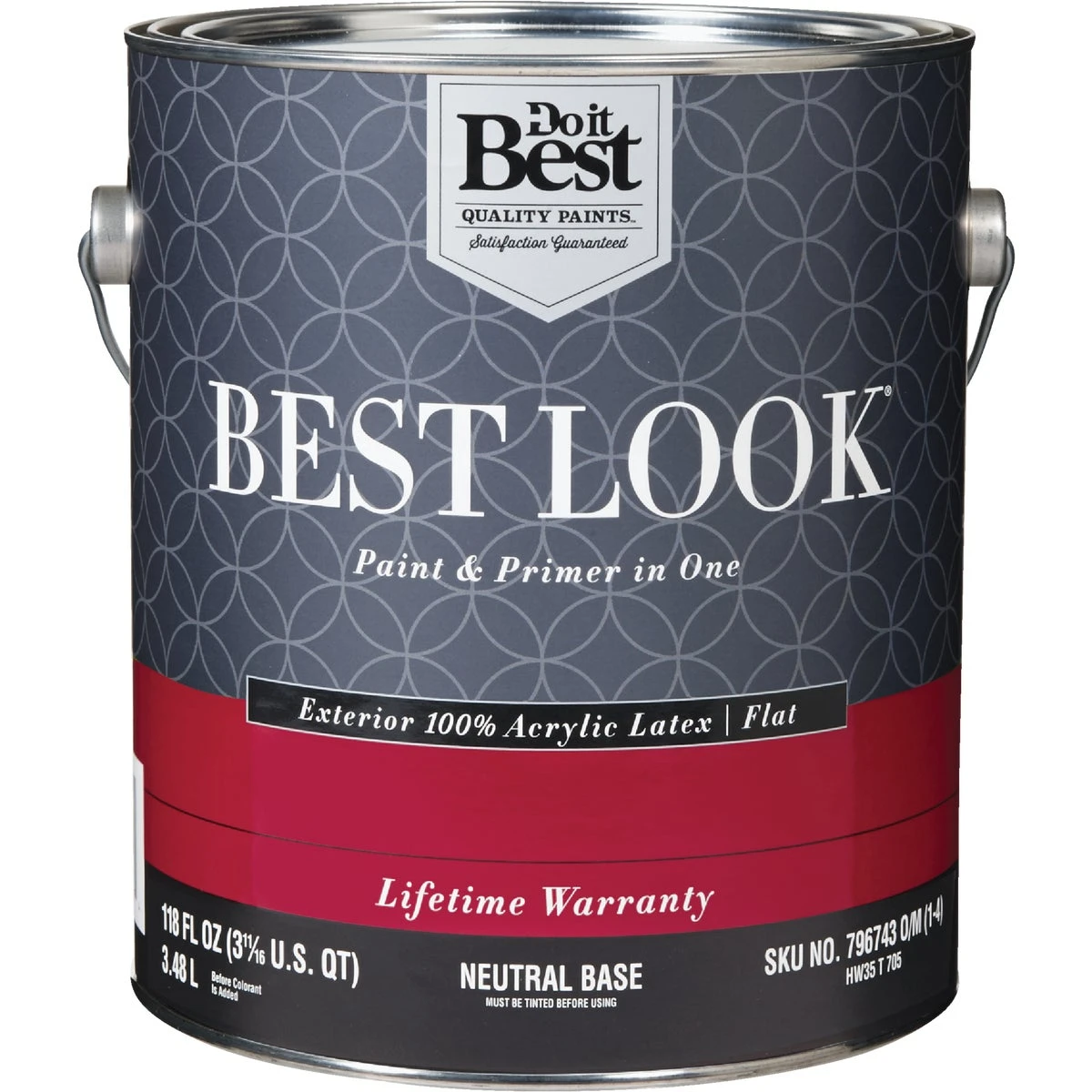 Best Look 100% Acrylic Latex Flat Exterior Paint & Primer, Neutral Base, 1 Gallon